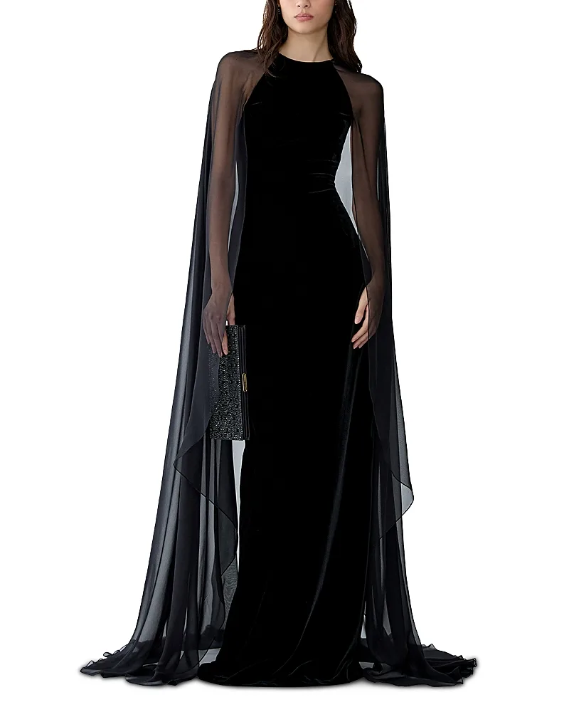 Round Neck Cape Gown by Carolina Herrera