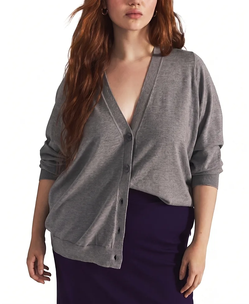 Savvy Fine Knit V-Neck Cardigan by Universal Standard