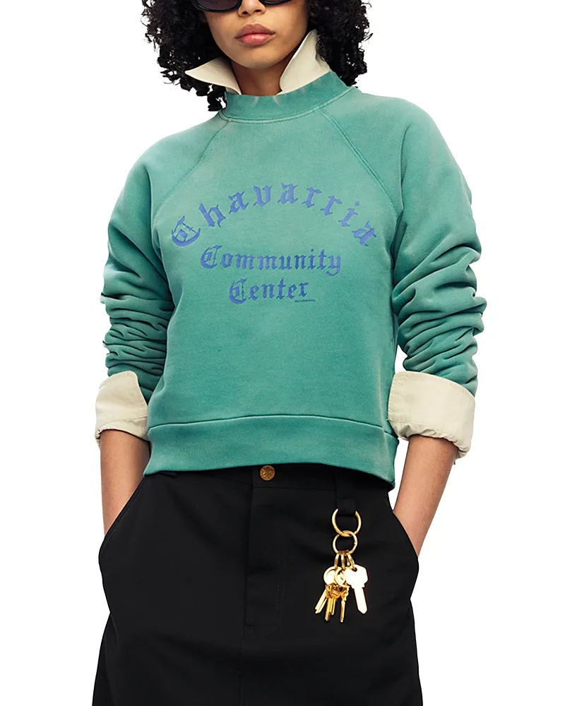 Community Center Graphic Shrunken Raglan Sweatshirt by Willy Chavarria