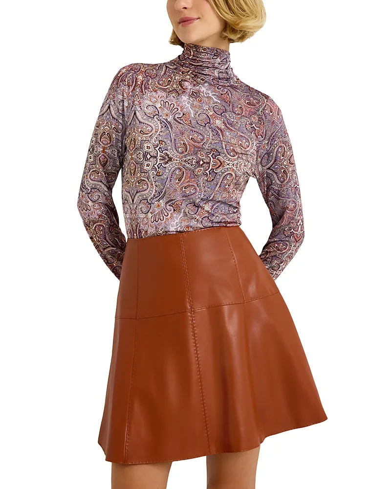 Crawford Paneled Faux Leather Skirt by Marie Oliver