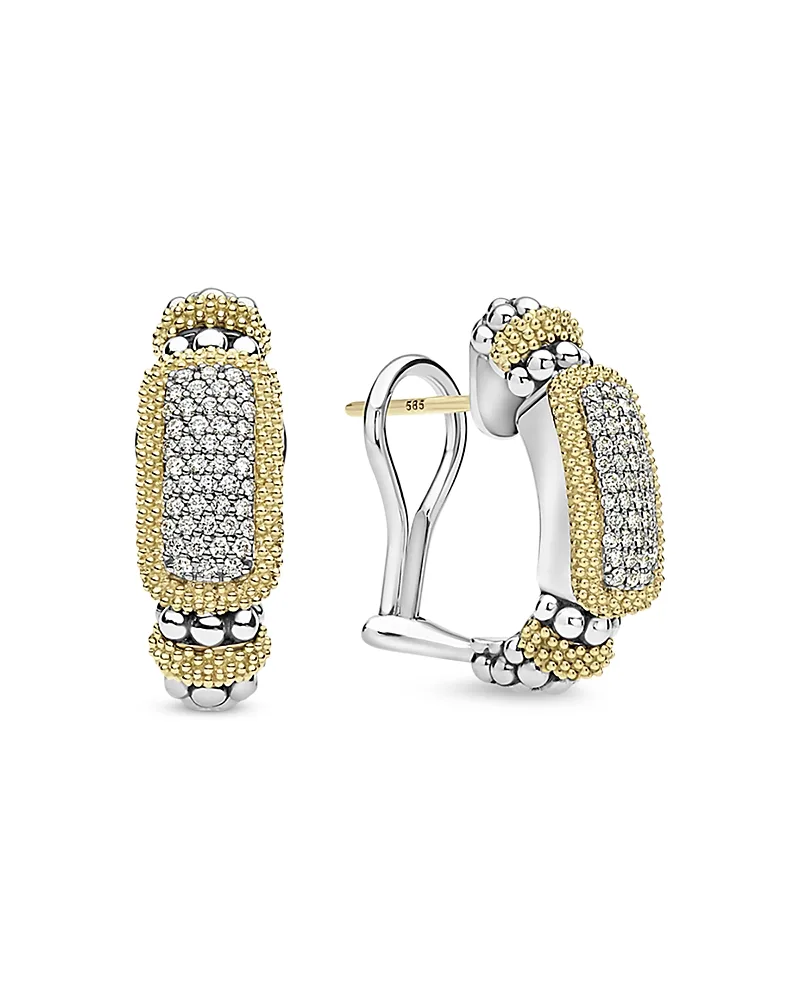 Lagos 18K Yellow Gold & Sterling Silver Caviar Lux Diamond Huggie Hoop Earrings, 0.41 Tcw by Lagos