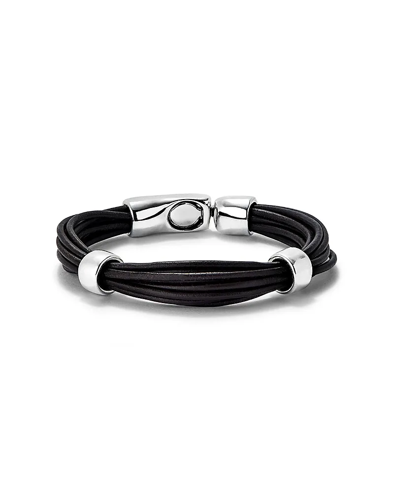 Multi Strand Leather Bracelet with 2 Circles by Unode50