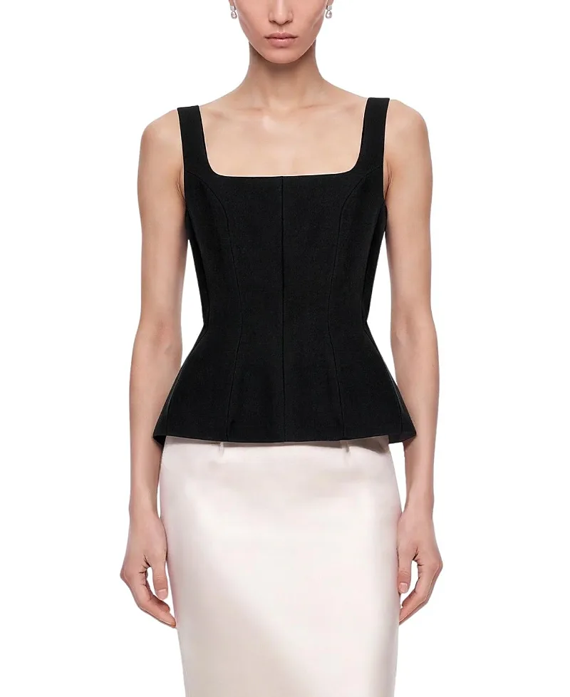 Boned Square Neck Peplum Bustier Top by Nocturne