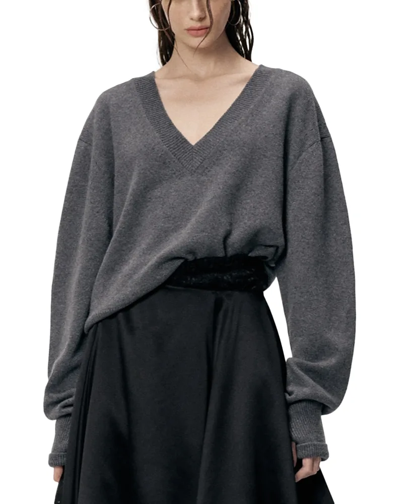 Wool & Cashmere V Neck Sweater by Lemiune