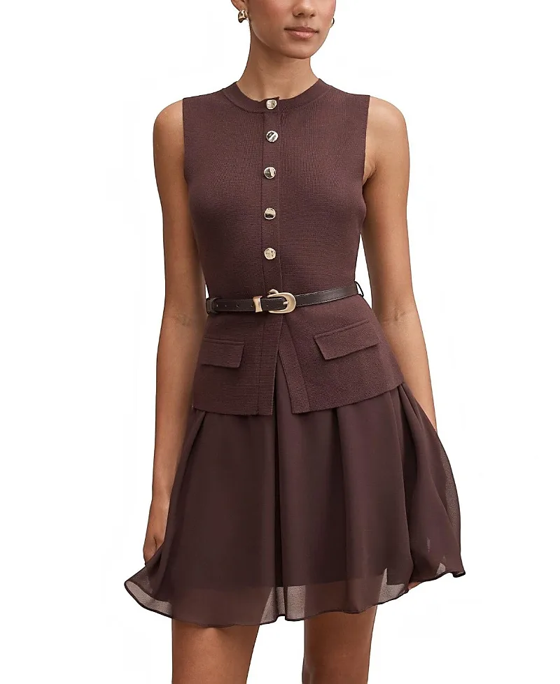 Belle Woven Mix Mini Dress by Ever New