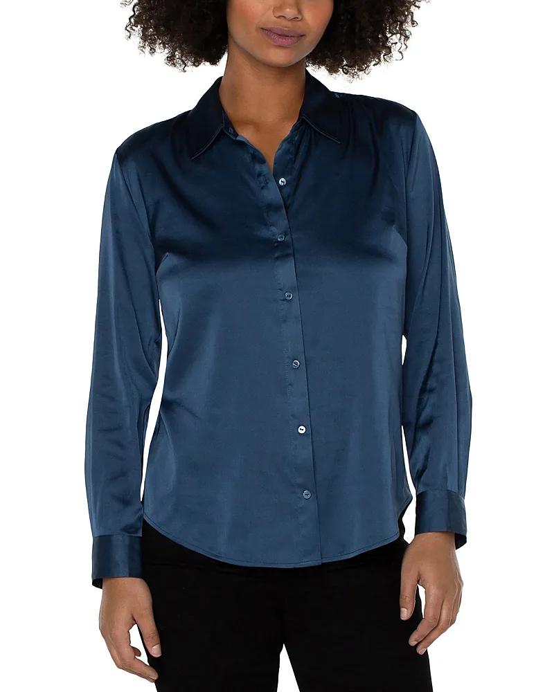 Satin Button Down Blouse by Liverpool Los Angeles
