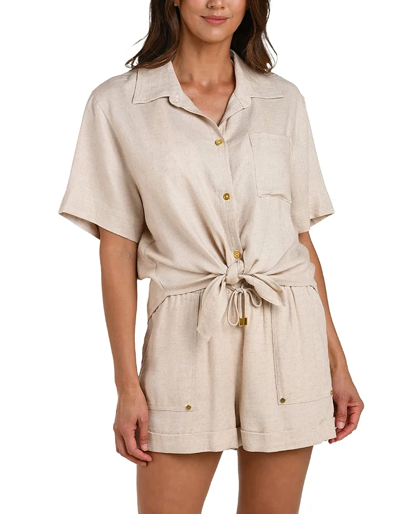 Delphine Coast Knot Hem Shirt Swim Cover-Up by La Blanca