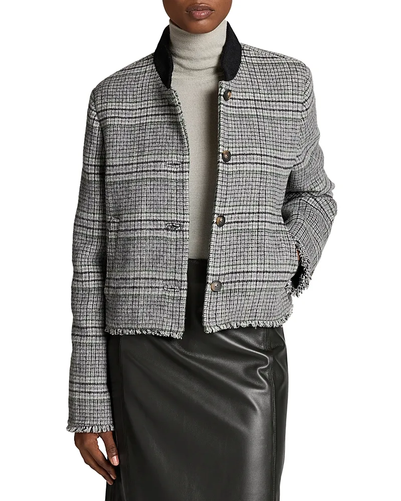 Stand Collar Button Front Jacket by Vince