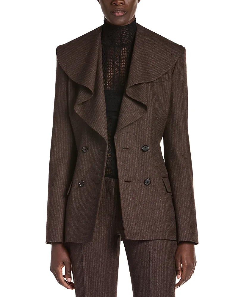 Wool Pinstripe Waterfall Collar Jacket by Mcqueen