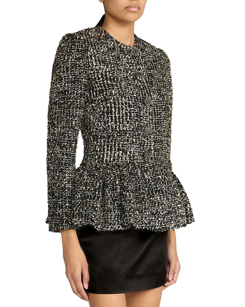 Beaded Button Peplum Jacket by Liberowe