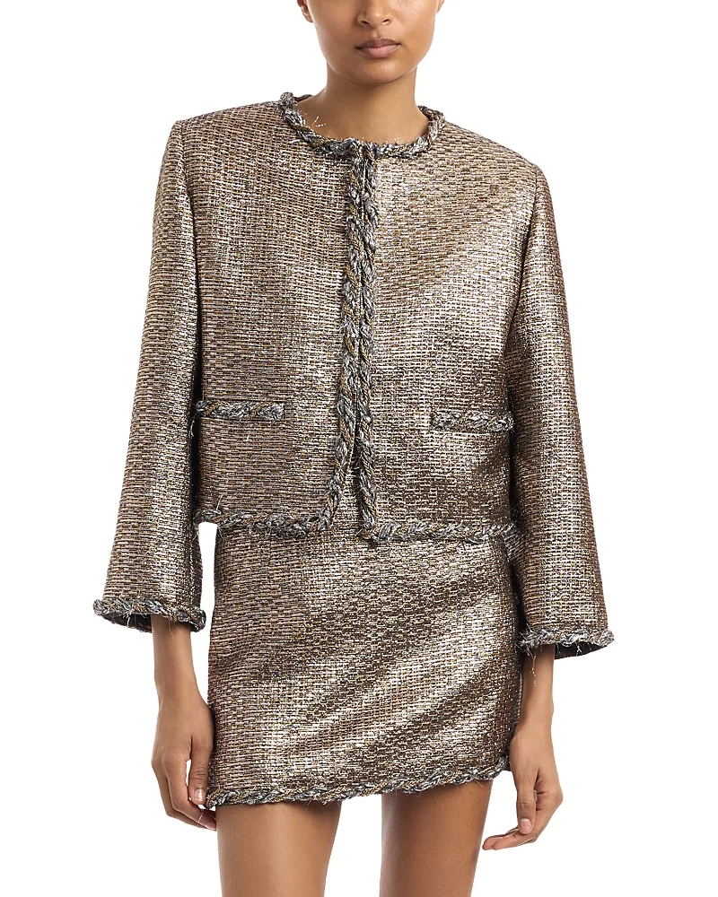 Cora Cropped Metallic Jacket by Liberowe