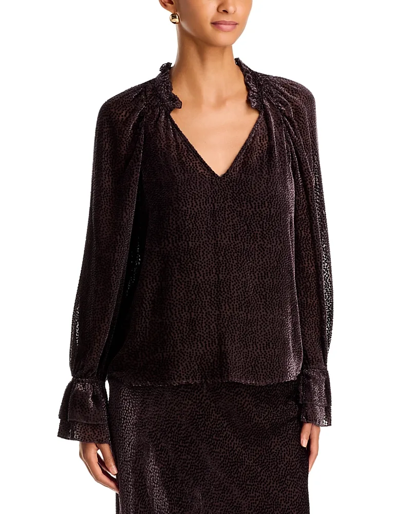 Emerson Textured Dot Silk Blouse by Velvet by Graham & Spencer