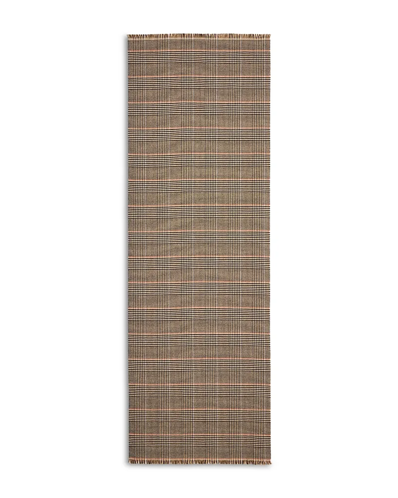 Plaid Fringed Wool Scarf by Veronica Beard