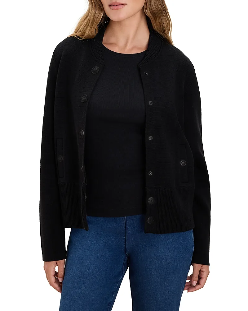 Knit Snap Front Bomber Jacket by Nic+Zoe