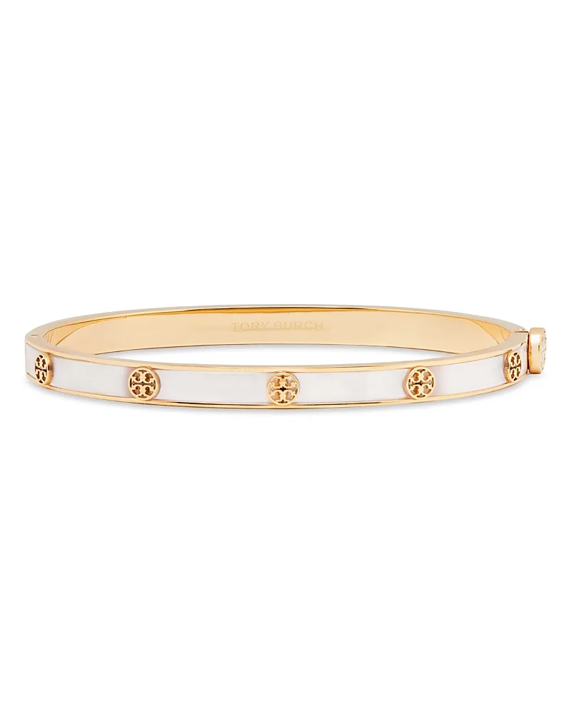 Thin Icon Double T & Mother of Pearl Bangle Bracelet by Tory Burch