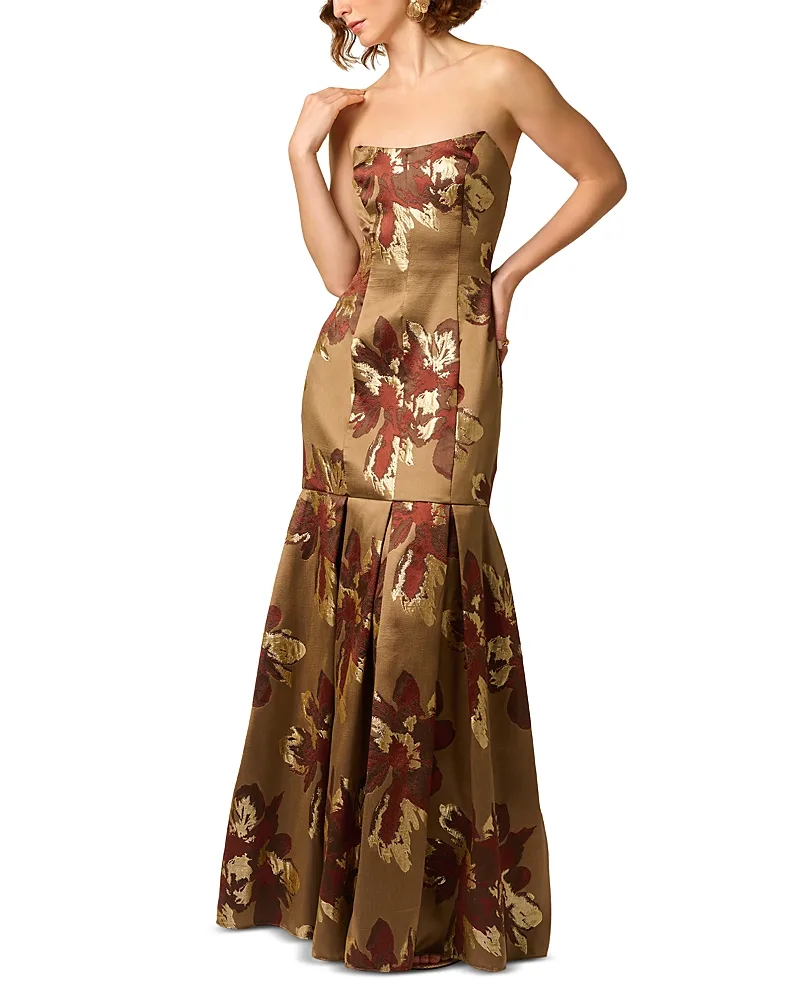 Strapless Jacquard Gown by Aidan Mattox