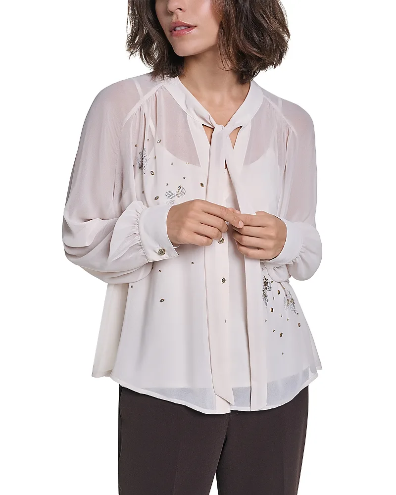 Chiffon Tie Neck Blouse