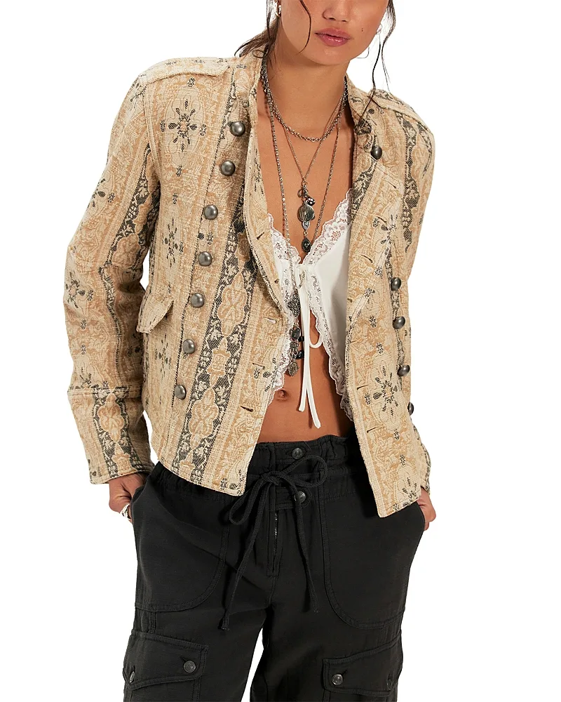 Lotty Cotton Blend Jacquard Jacket by Free People