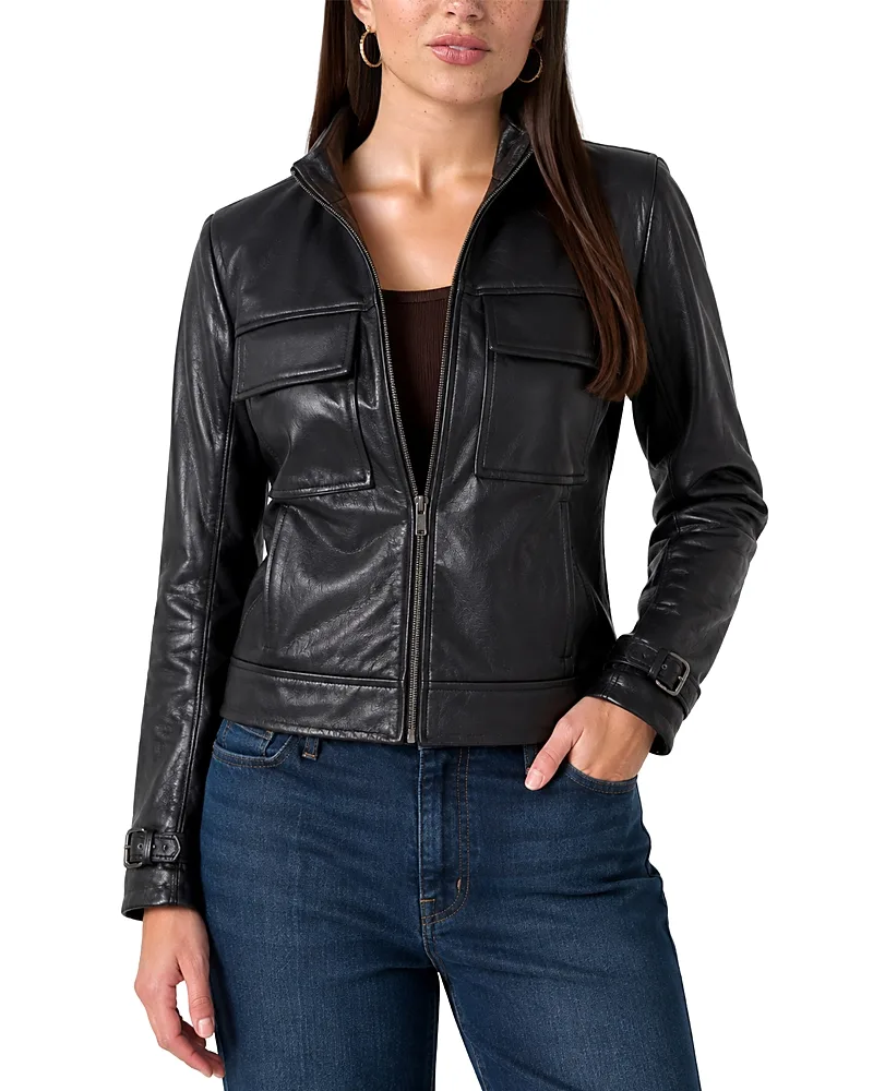 Zip Front Faux Leather Moto Jacket by Liverpool Los Angeles