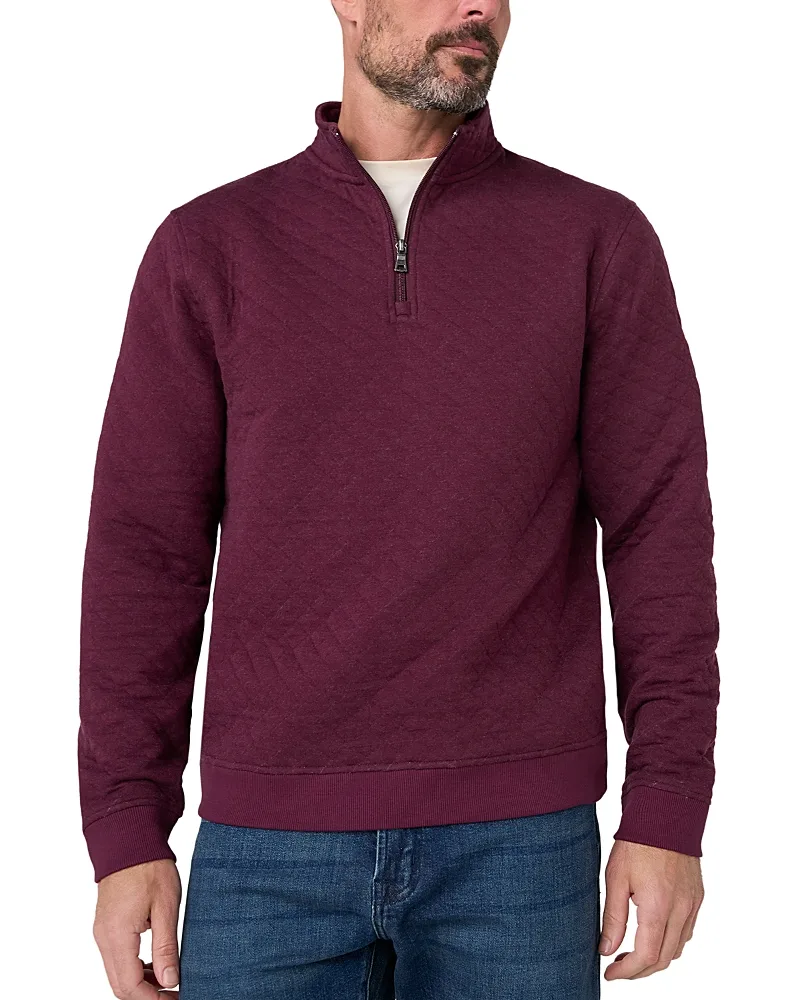 Cotton Blend Diamond Quilt Quarter Zip Sweater by Liverpool Los Angeles
