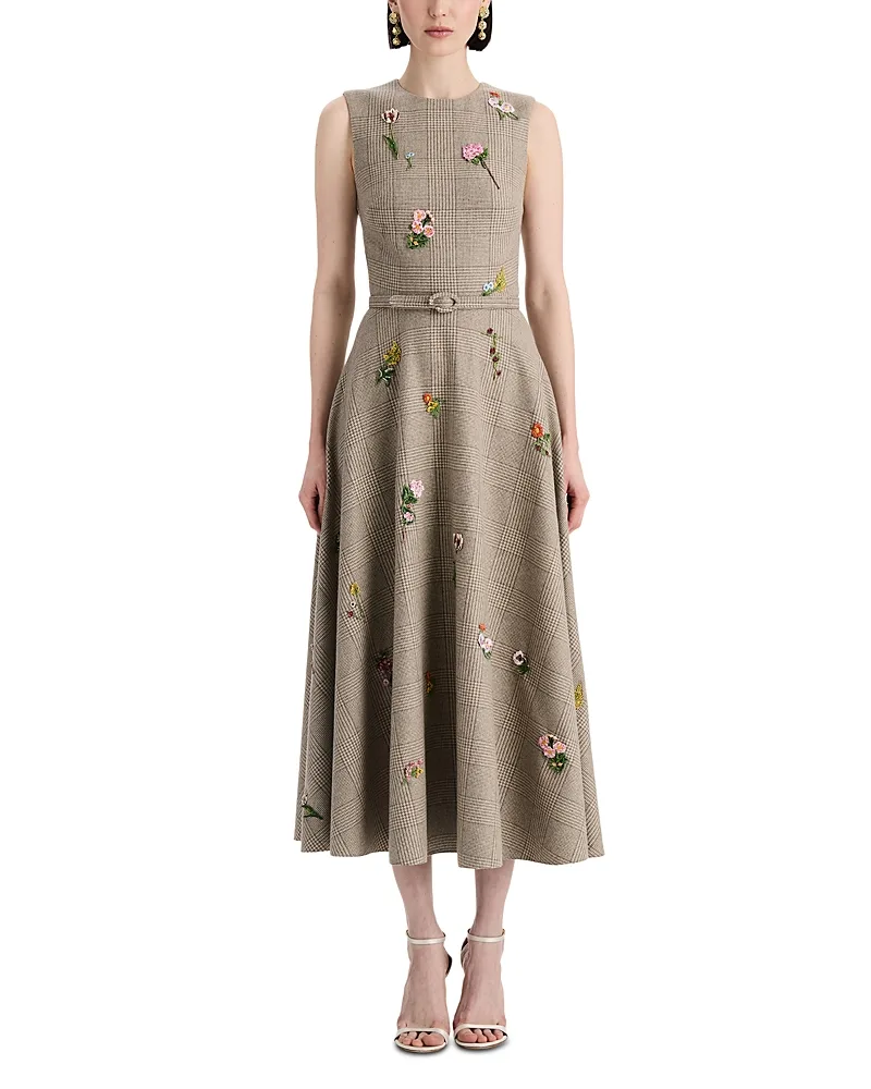 Glen Plaid Midi Dress by Oscar de la Renta