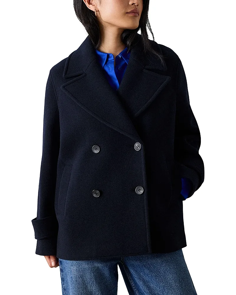 Double Breasted Wool Blend Peacoat by Whistles