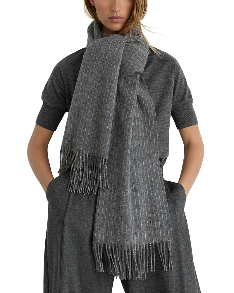 Picton Wool & Cashmere Chalk Stripe Scarf by Reiss