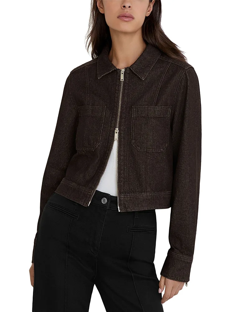 Lotta Cotton Cropped Denim Jacket by Reiss