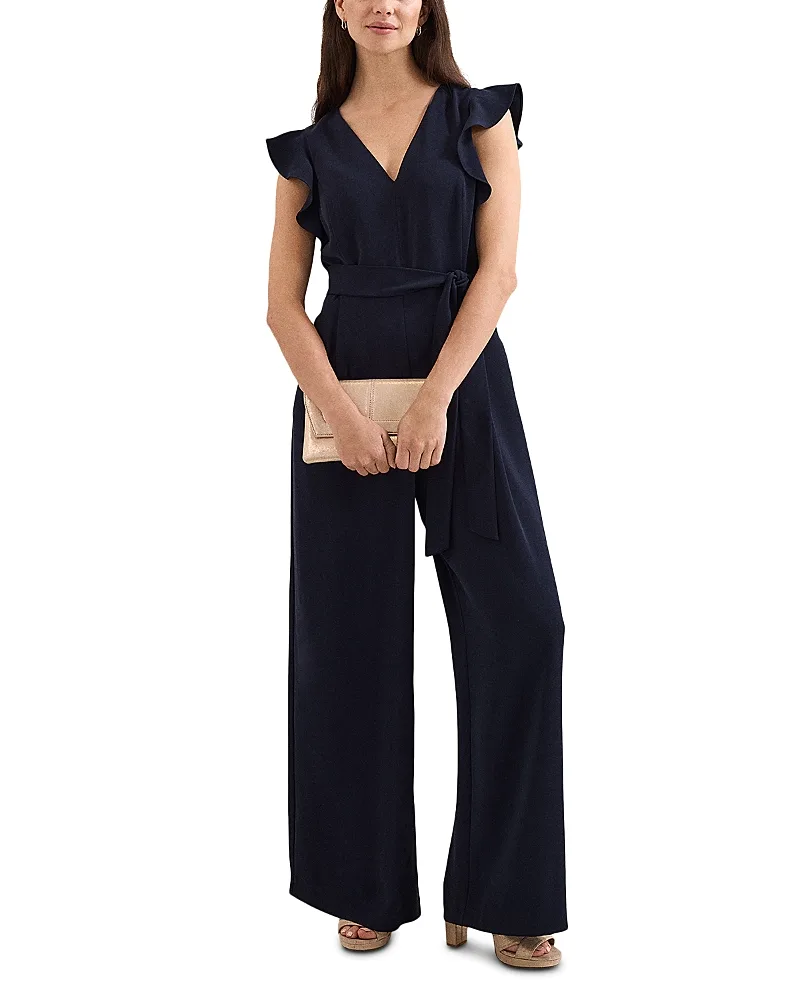 Kallie V Neck Ruffled Jumpsuit by Phase Eight