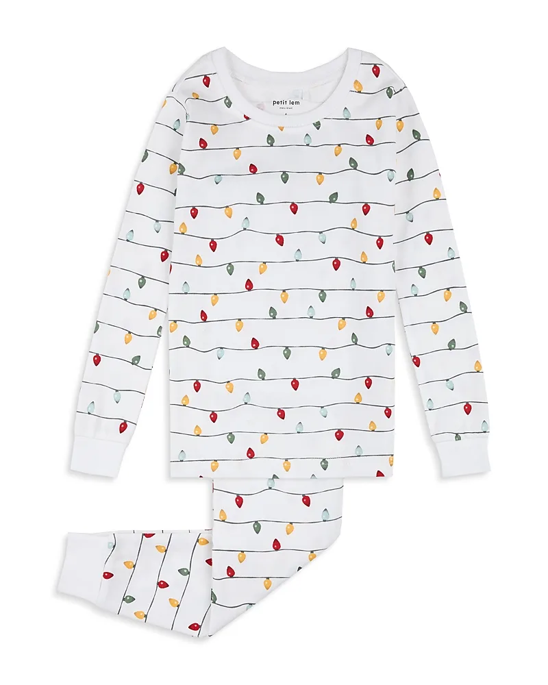 Twinkle Light Print Cotton Pajama Set by Petit Lem