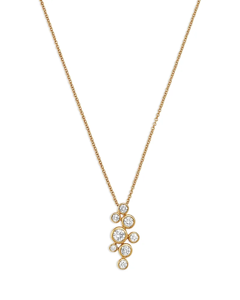 Diamond Bezel Cluster Pendant Necklace in 14K Yellow Gold, 0.50 Tcw