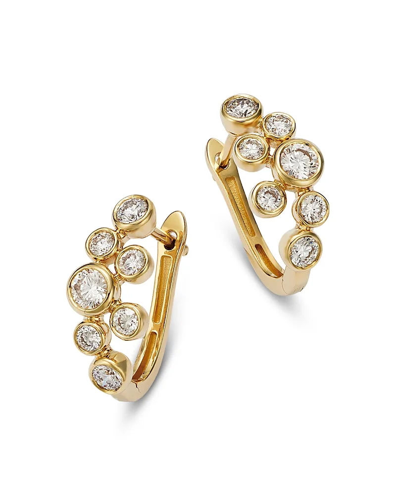 Diamond Bezel Cluster Earrings in 14K Yellow Gold, 1.0 Tcw