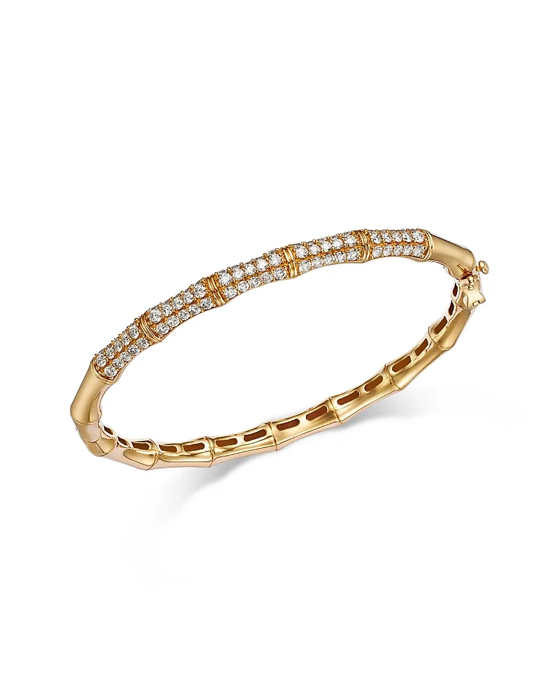 Diamond Pave Bangle Bracelet in 14K Yellow Gold, 1.75 Tcw