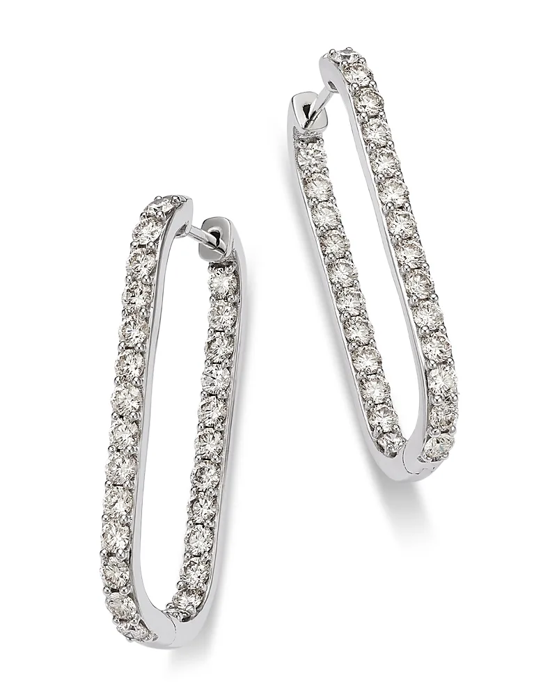 Diamond Inside Out Oblong Hoop Earrings in 14K White Gold, 3.0 Tcw by Bloomingdales Fine Collection