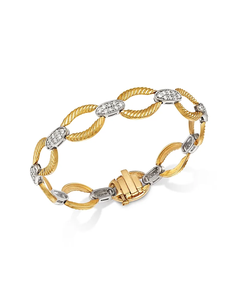 Diamond Link Bracelet in 14K Yellow & White Gold, 1.25 Tcw