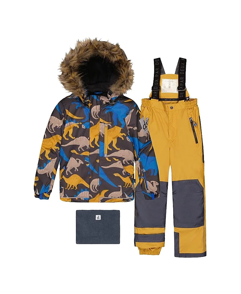 Play Dinosaur Jacket & Reinforced Pants Two Piece Snowsuit by Deux Par Deux