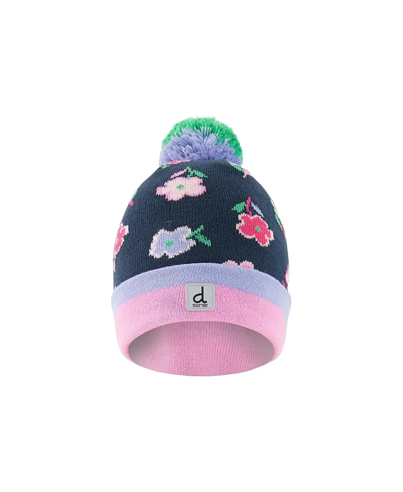 Winter Floral Pompom Lined Knit Hat by Deux Par Deux