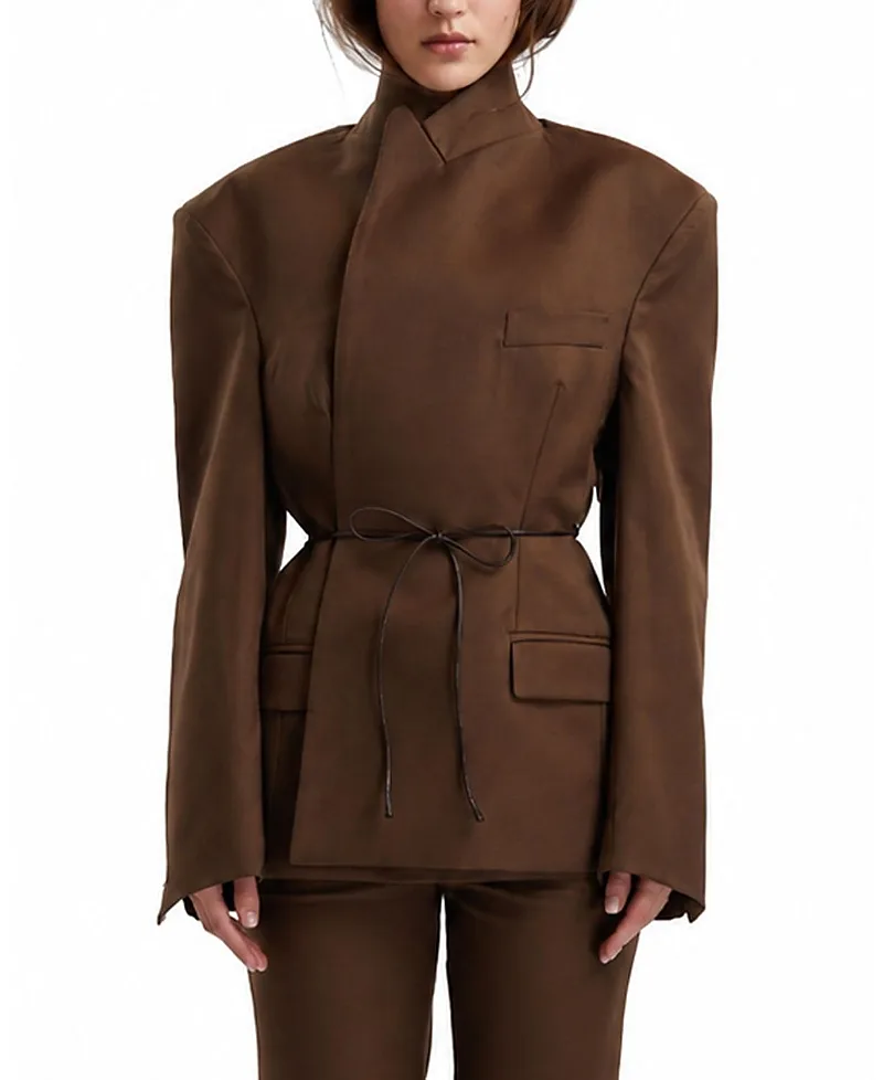 Mother of All Tight Waist Blazer with Leather Belt by MOTHER