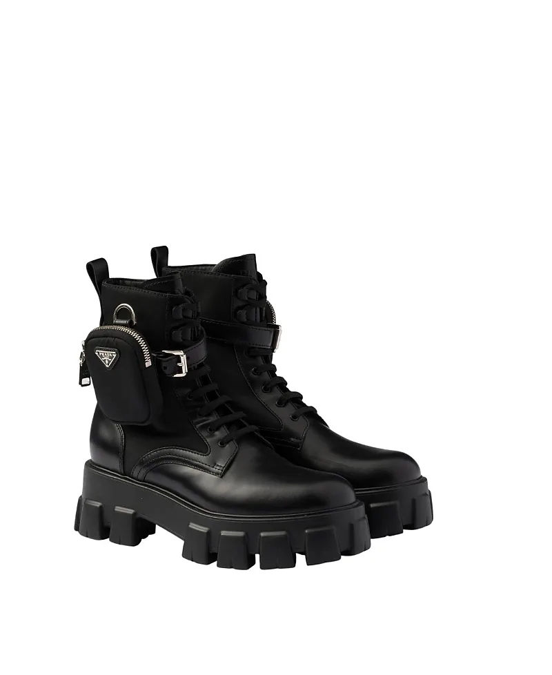 Monolith Leather and Re-Nylon Combat Boots with Pouch