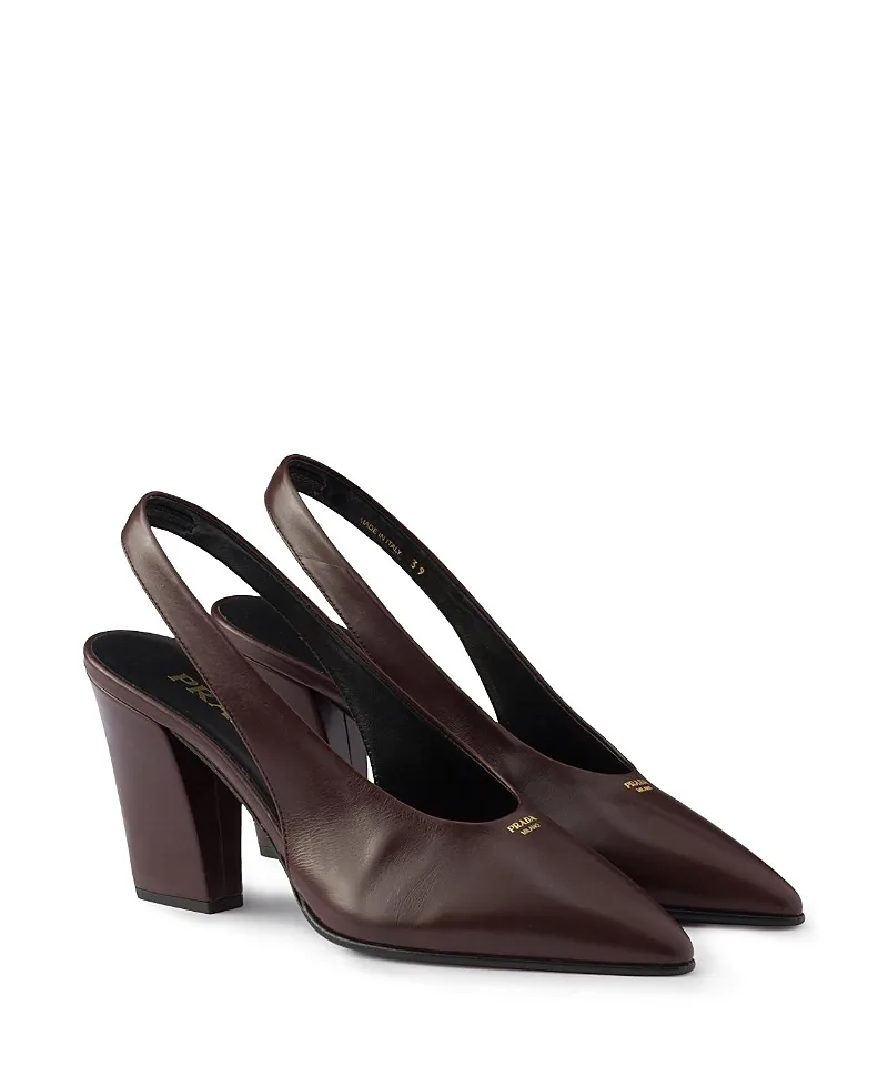 Leather Slingback Pumps by Prada