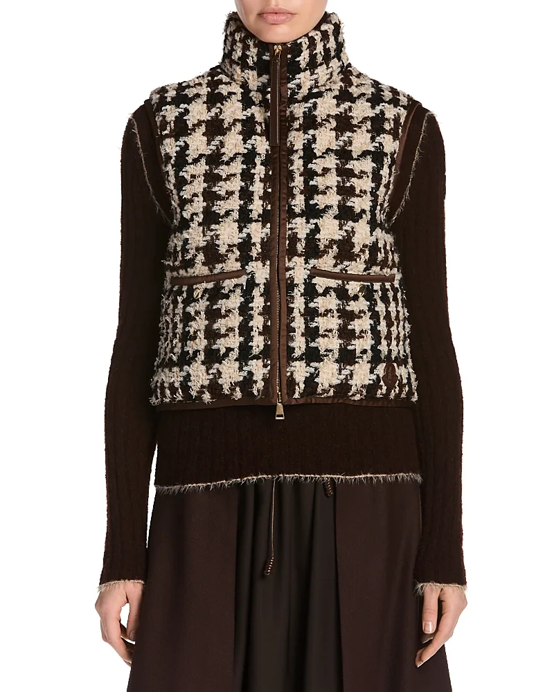 Emotionnalite Tweed Down Zippered Vest by Moncler
