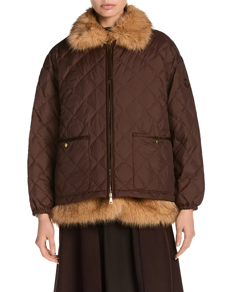 Chalereux Faux-Fur Vest & Quilted Down Coat by Moncler