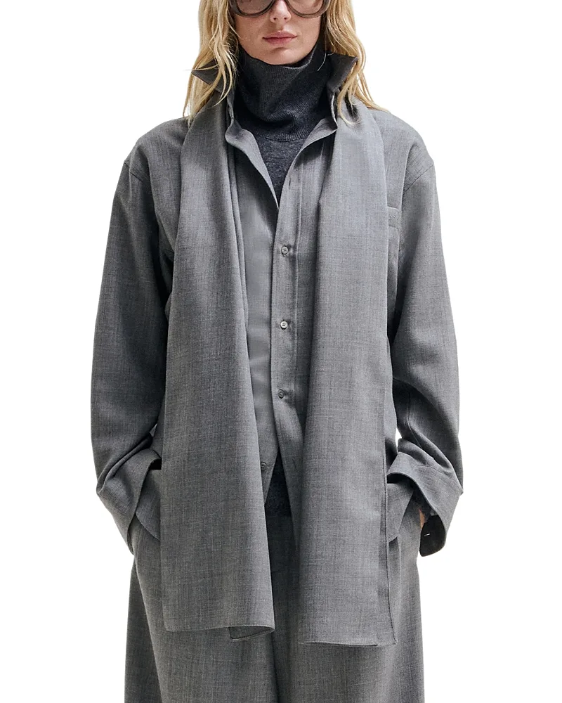 Wool Scarf Button Front Shirt by Darkpark