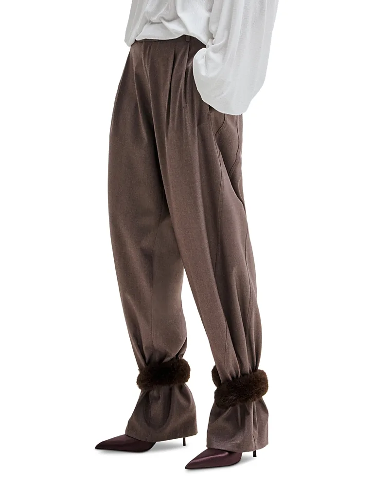 Faux Fur Cuff Wide Leg Pants by Darkpark
