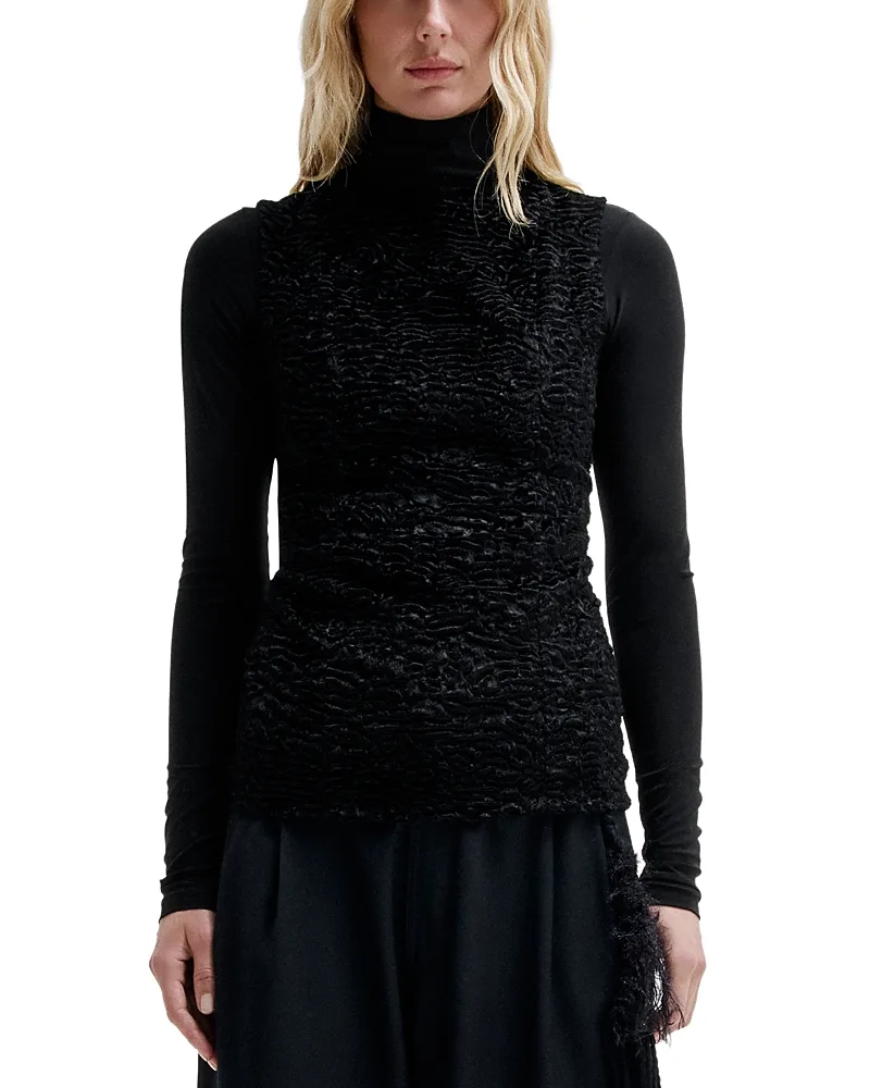 Faux Fur Mixed Media Top by Darkpark