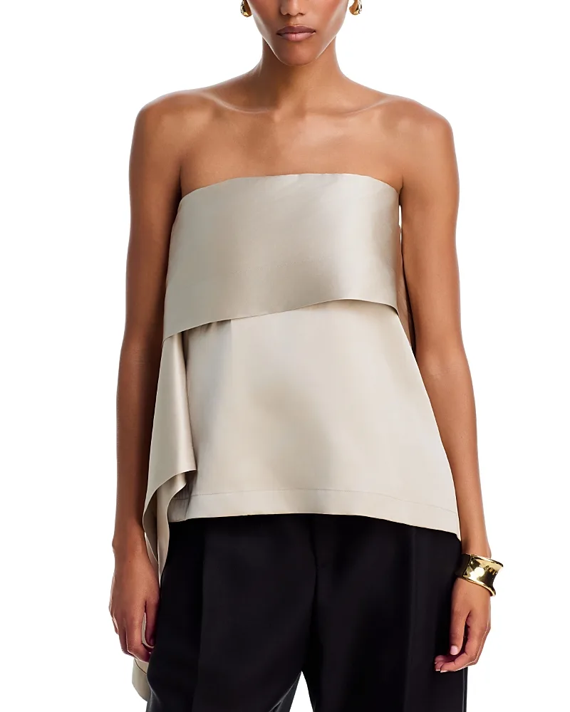 Rosario Draped Silk Strapless Top by Heirlome
