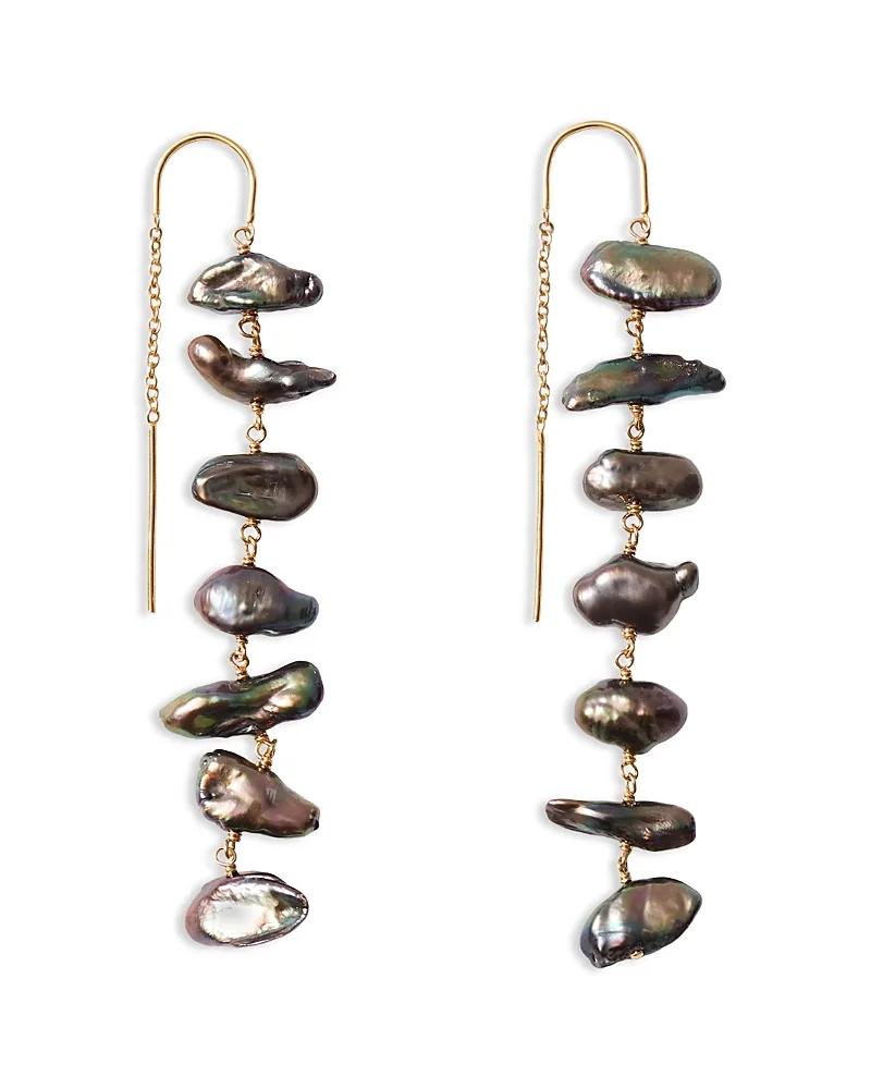 Ladder Peacock Freshwater Pearl Threader Earrings, 2L by Chan Luu