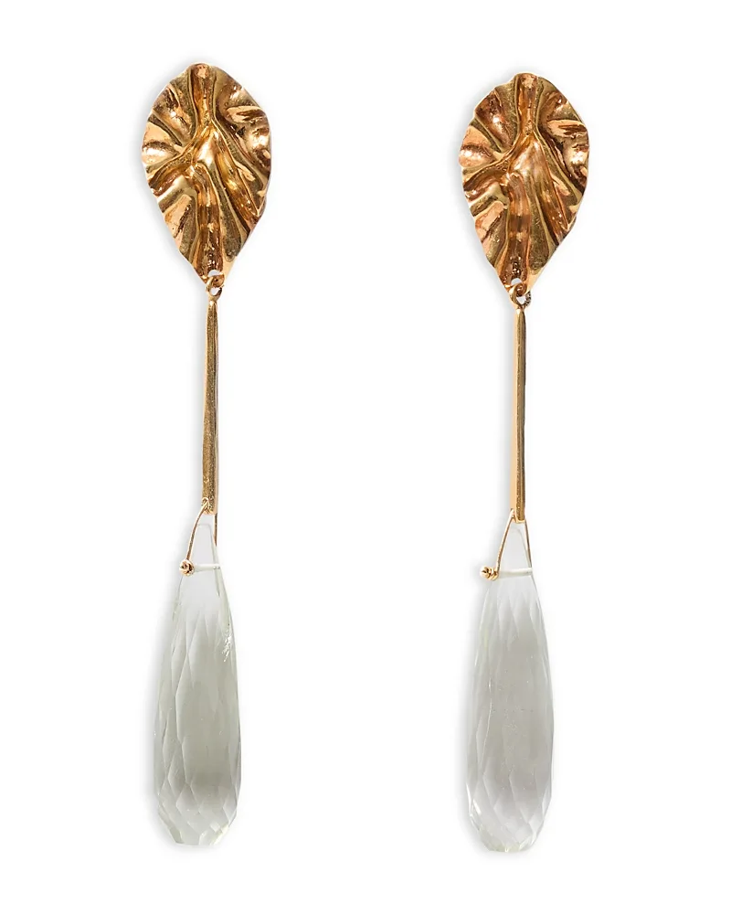Fluted Green Amethyst Drop Earrings, 2.75L