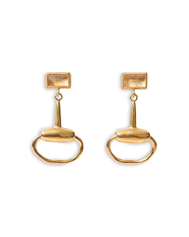 Horsebit Citrine Drop Earrings by Chan Luu