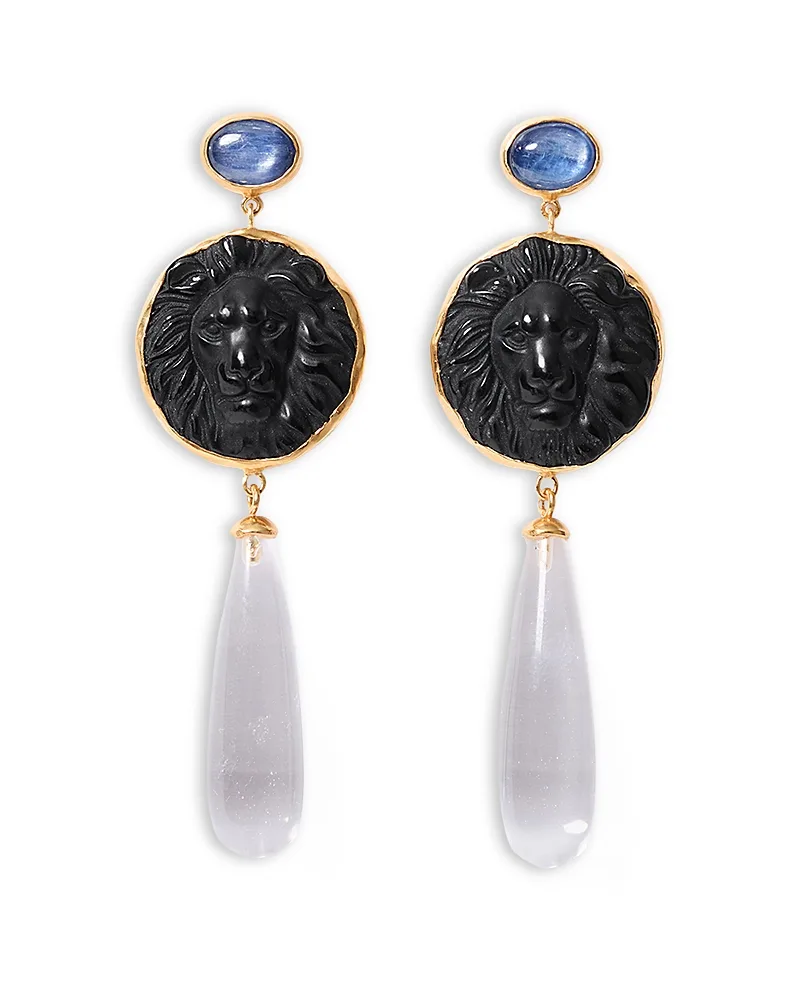 Leon Gemstone Lion Head Drop Earrings by Chan Luu